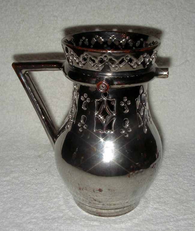 2 Leeds Silver Luster Puzzle Jugs, Late 19th C - 7