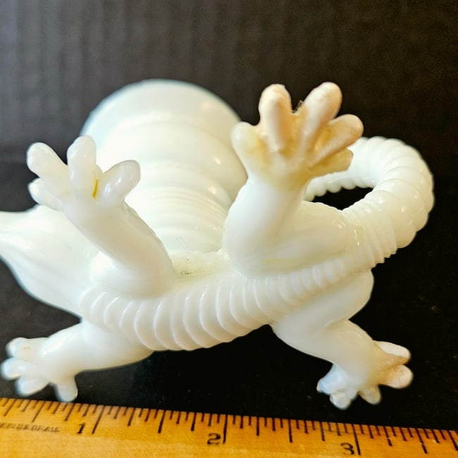 White Milk Glass "crocodile" Toothpick Holder by Butler Brothers - 6