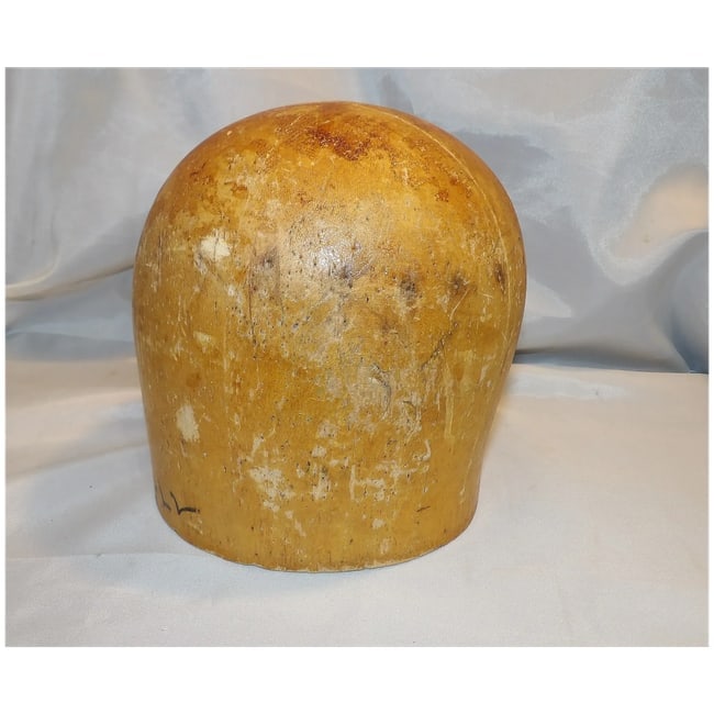 Antique Wooden Millinery Hat Mold Block Natural Finish Display Piece - 2