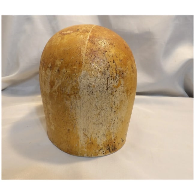 Antique Wooden Millinery Hat Mold Block Natural Finish Display Piece - 3