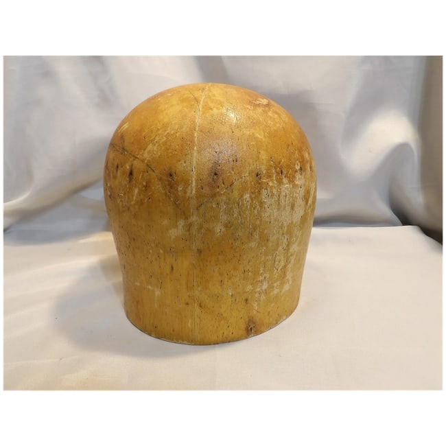 Antique Wooden Millinery Hat Mold Block Natural Finish Display Piece - 4