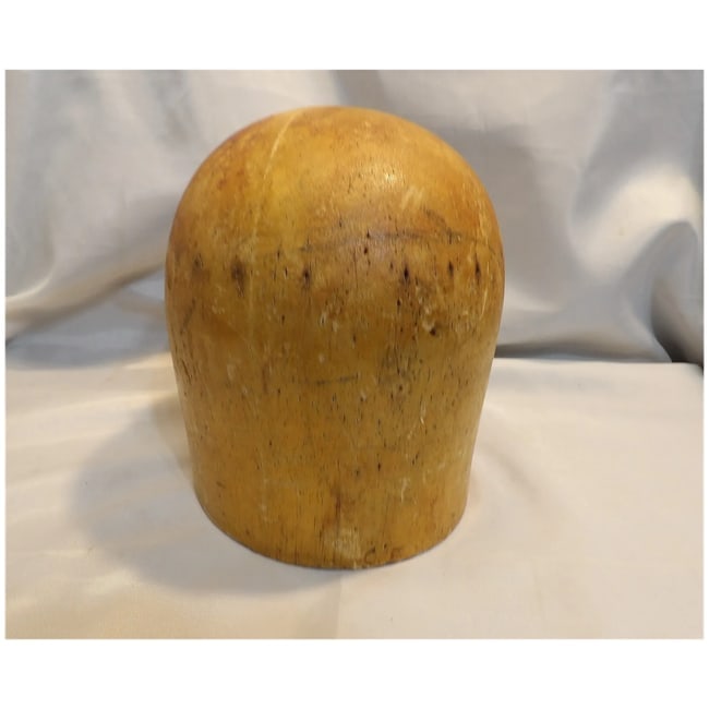 Antique Wooden Millinery Hat Mold Block Natural Finish Display Piece - 5