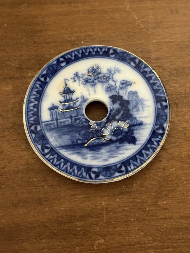 3pc Flow Blue Covered Butter - 6
