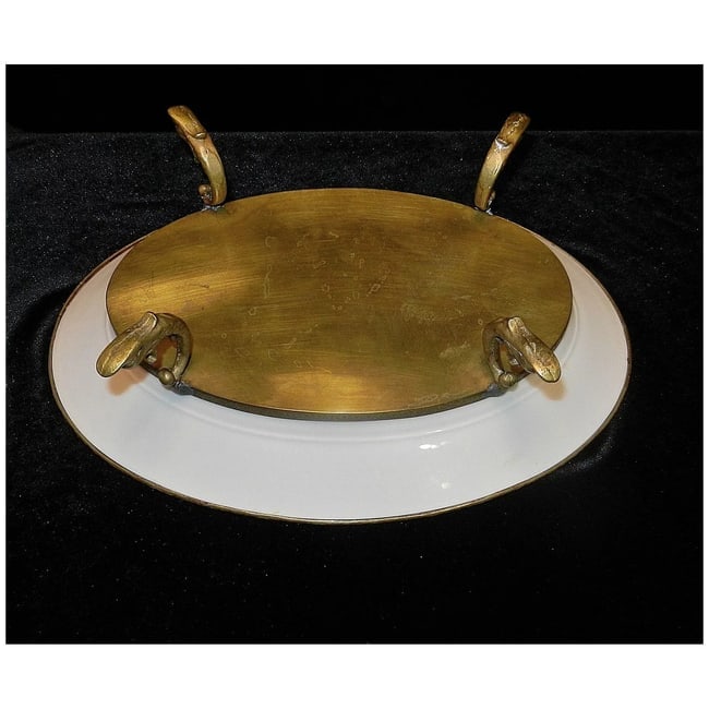 Antique Victorian Hand Painted Porcelain Plate with Ormolu Trim Serves Style - 5