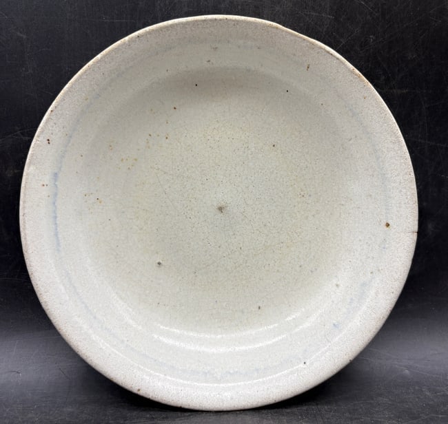 Signed American Studio Pottery Stoneware Bowl with Cobalt Blue Accent Line - 5
