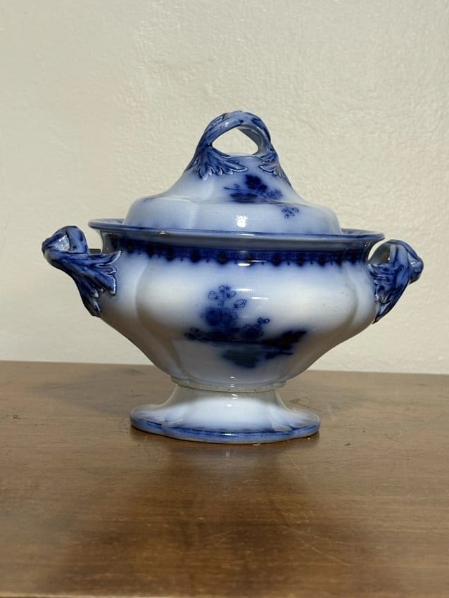 Flow Blue Floral Sauce Tureen - 2