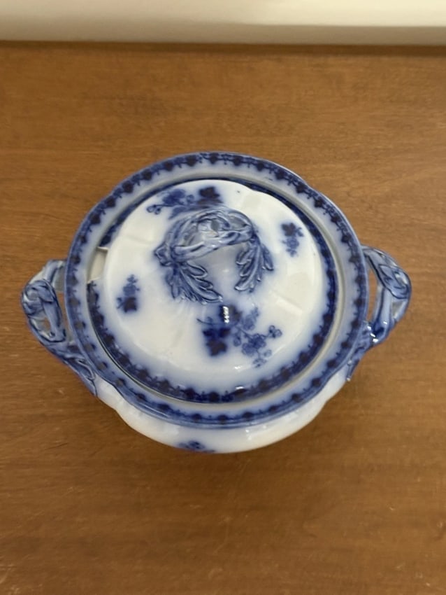 Flow Blue Floral Sauce Tureen - 3