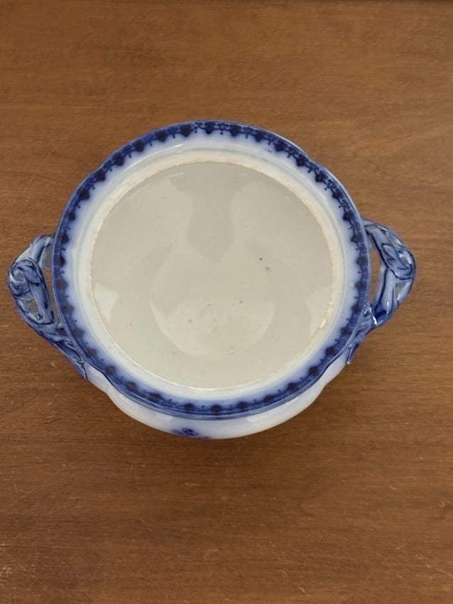 Flow Blue Floral Sauce Tureen - 4