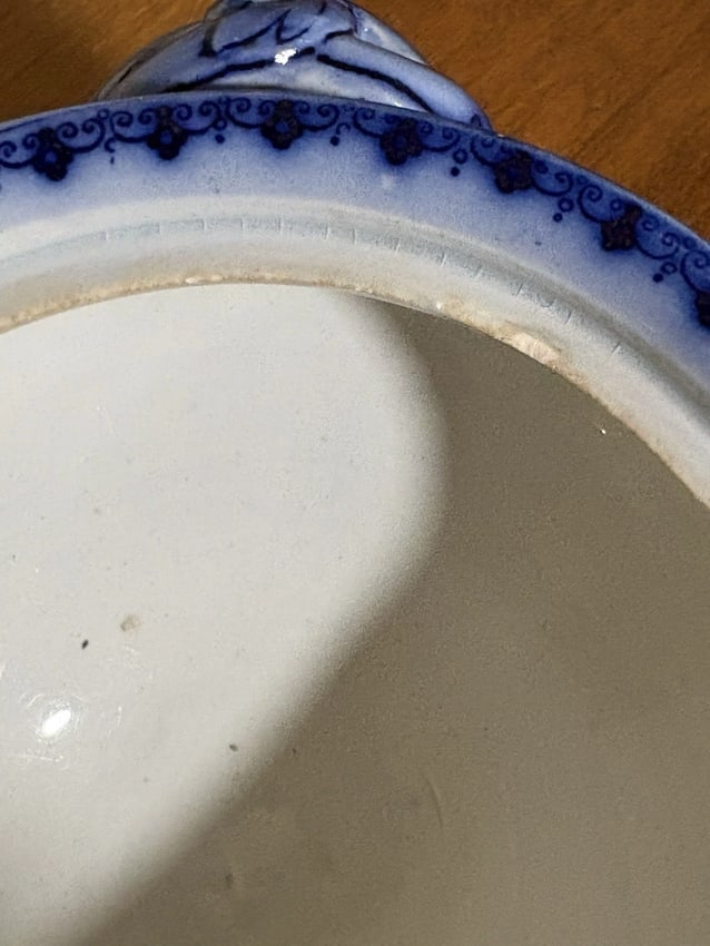 Flow Blue Floral Sauce Tureen - 6
