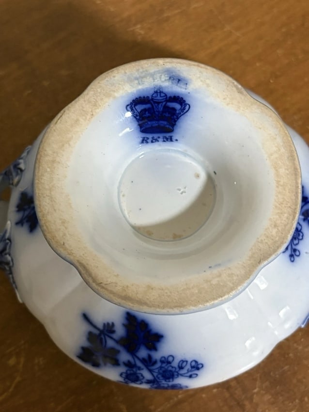 Flow Blue Floral Sauce Tureen - 7