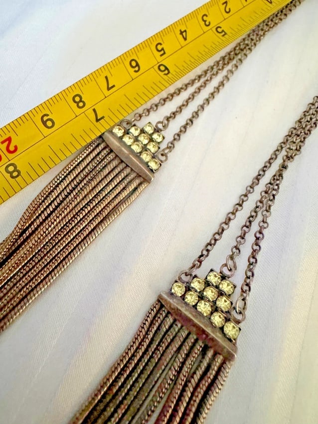 VINT. SIGNED SORRELLI EXTRA-LONG DRAPING MULTI-CHAIN NECKLACE+CRYSTALS - 3