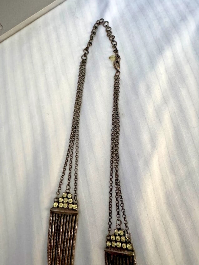 VINT. SIGNED SORRELLI EXTRA-LONG DRAPING MULTI-CHAIN NECKLACE+CRYSTALS - 6