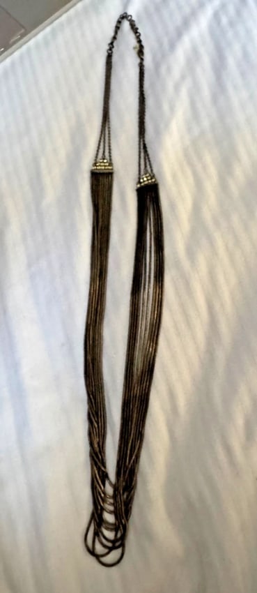 VINT. SIGNED SORRELLI EXTRA-LONG DRAPING MULTI-CHAIN NECKLACE+CRYSTALS - 8