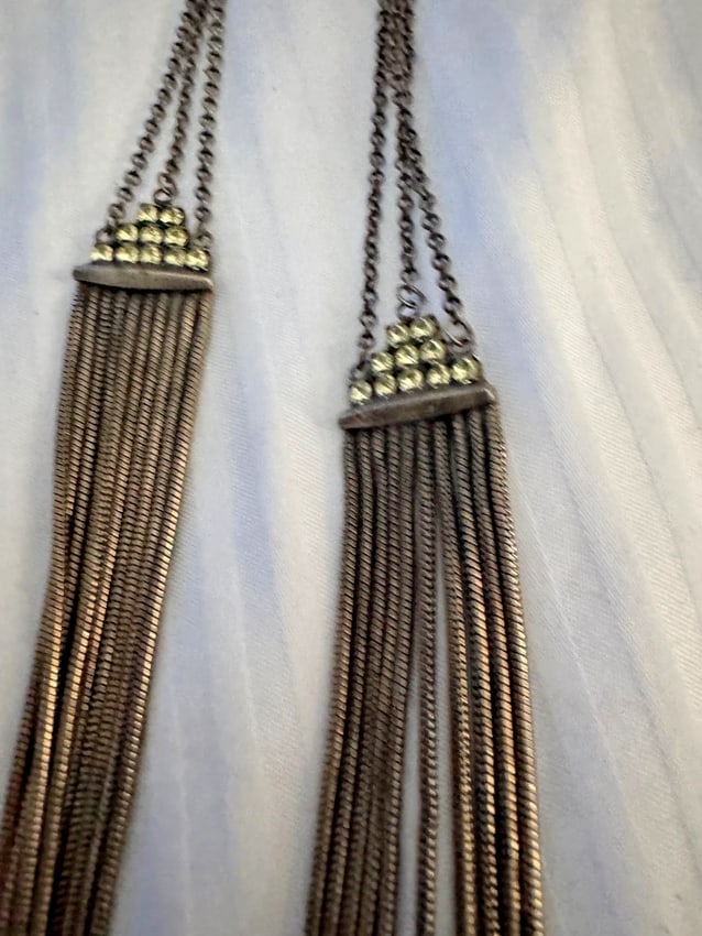 VINT. SIGNED SORRELLI EXTRA-LONG DRAPING MULTI-CHAIN NECKLACE+CRYSTALS - 9