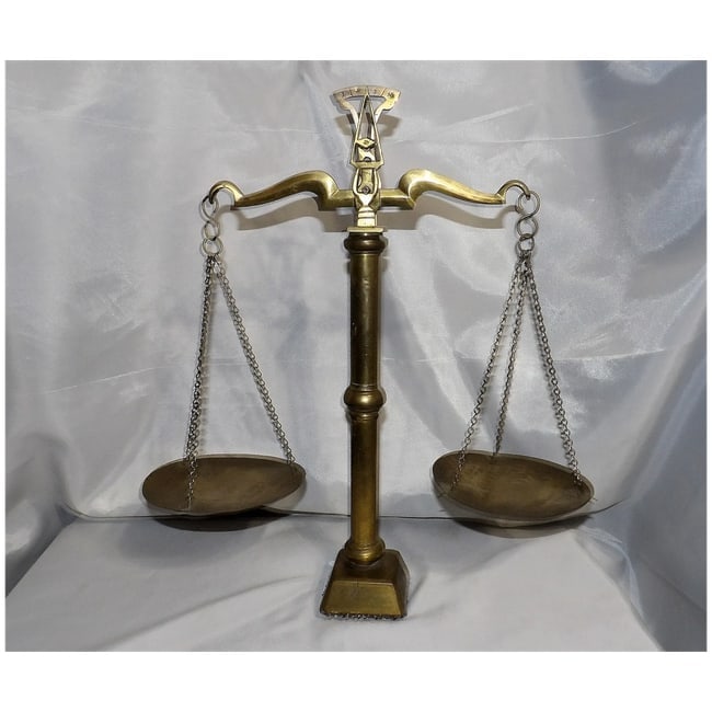 Antique Brass Pan Balance Scale of Justice - 2
