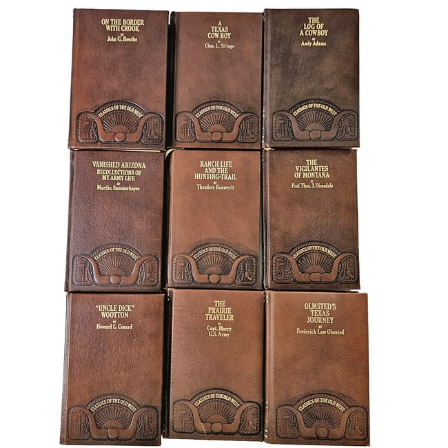 Leather-bound Hardcover Time Life Classics of the Old West Series Set of 9 Books Circa 1980's. - 2