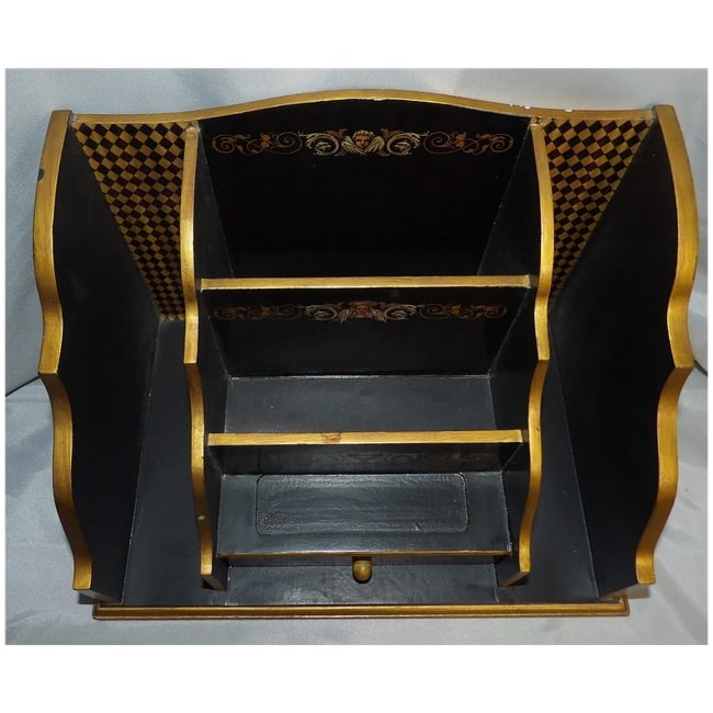 Vintage Ornate Desk Organizer with Drawer - 7