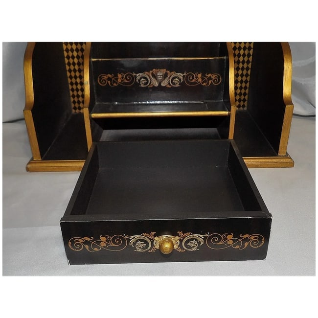Vintage Ornate Desk Organizer with Drawer - 8