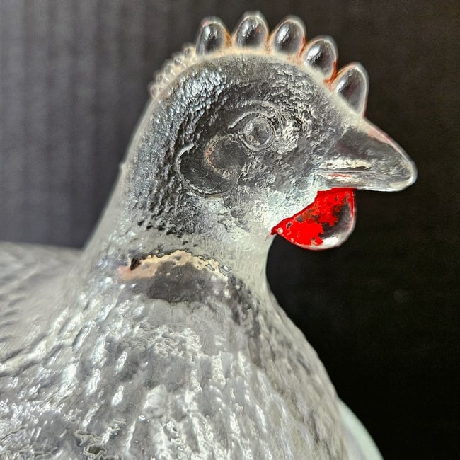 Vintage Clear Beadless Indiana Glass Hen on the Nest - 2