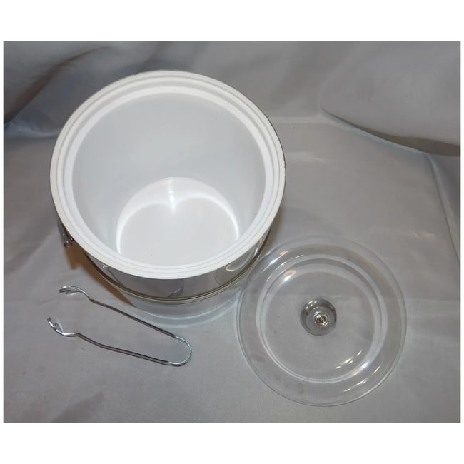 Brushed Aluminum Insulated Ice Bucket with Chrome Ice Tongs - 8