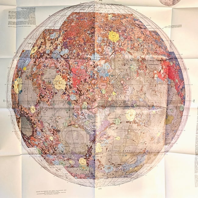 Vintage Original 1971 USGS Geologic Map of the Moon Near Side (I-703) Apollo Era Set - 16