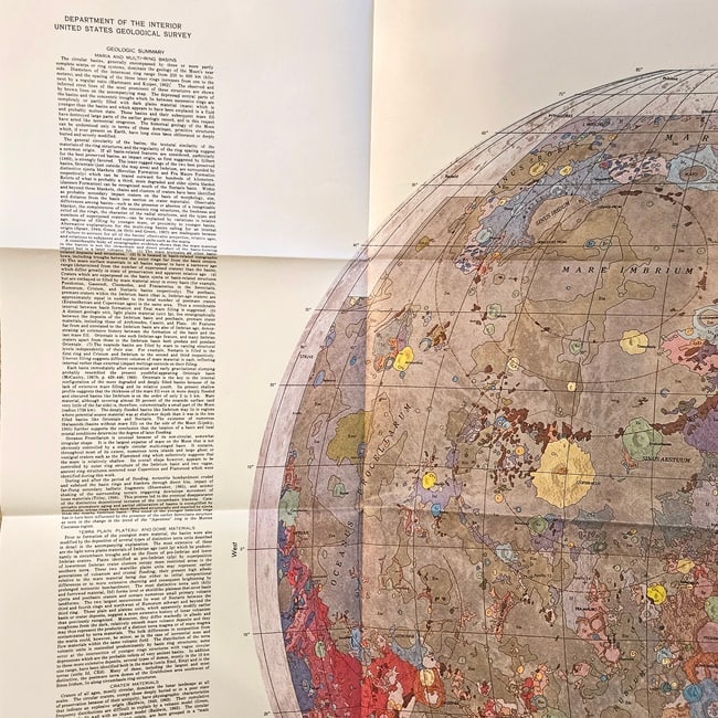 Vintage Original 1971 USGS Geologic Map of the Moon Near Side (I-703) Apollo Era Set - 3