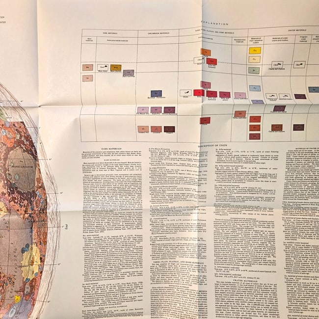 Vintage Original 1971 USGS Geologic Map of the Moon Near Side (I-703) Apollo Era Set - 8