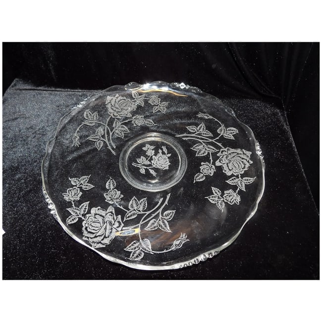 Heisey Rose Crystal #1519 Waverly 13 1/2" Torte Plate or Platter - 2