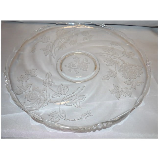 Heisey Rose Crystal #1519 Waverly 13 1/2" Torte Plate or Platter - 3