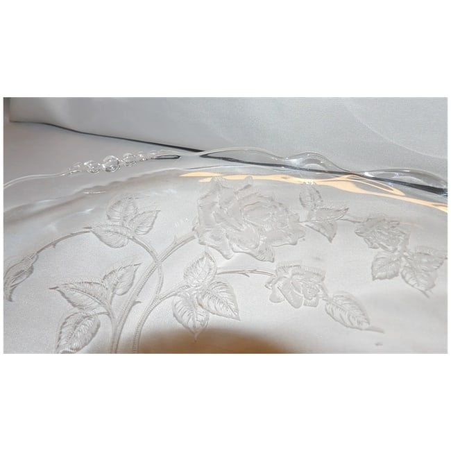 Heisey Rose Crystal #1519 Waverly 13 1/2" Torte Plate or Platter - 4