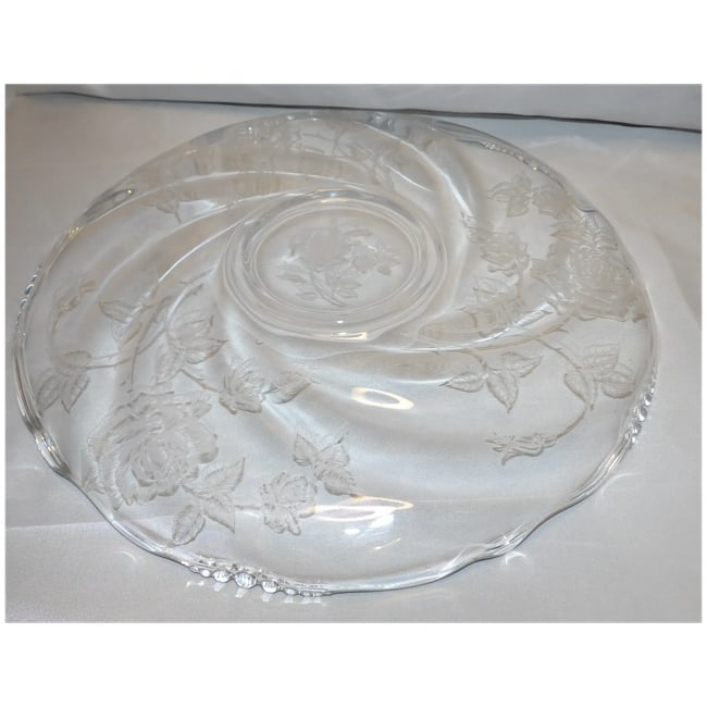 Heisey Rose Crystal #1519 Waverly 13 1/2" Torte Plate or Platter - 5