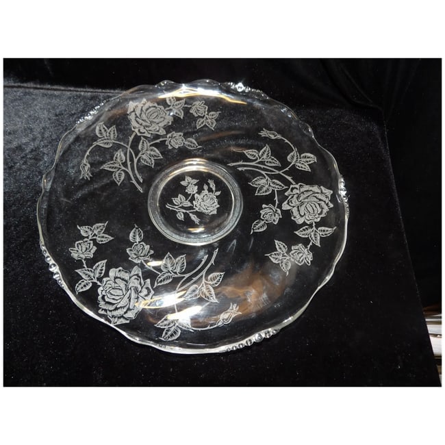 Heisey Rose Crystal #1519 Waverly 13 1/2" Torte Plate or Platter - 6