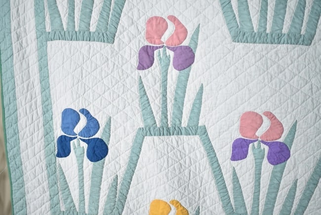 30's Iris Applique Quilt - 3