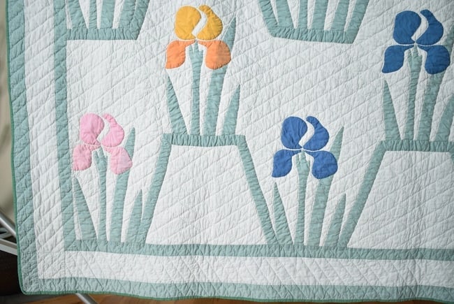 30's Iris Applique Quilt - 8