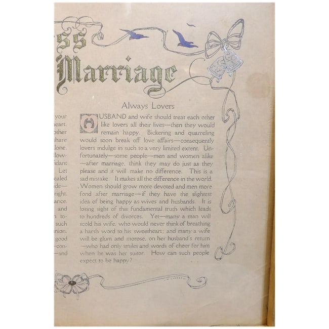 Vintage J. W. Cambell 1916 Happiness in Marriage Advice - 4