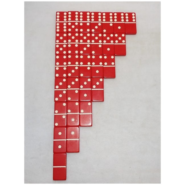 Vintage Standard Size Crisloid Red Plastic Dominoes - 2