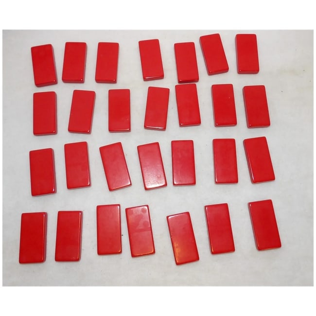 Vintage Standard Size Crisloid Red Plastic Dominoes - 3