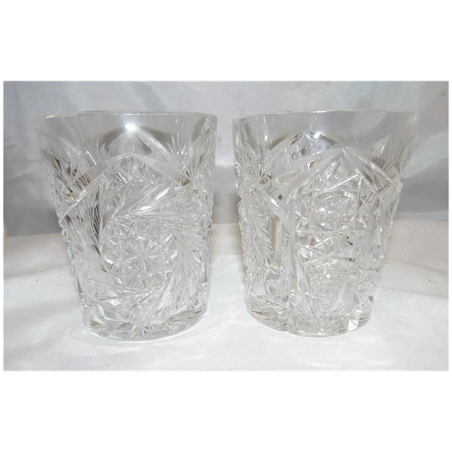 American Brilliant Cut Old Fashion Glasses Buzzsaw Pattern - 2