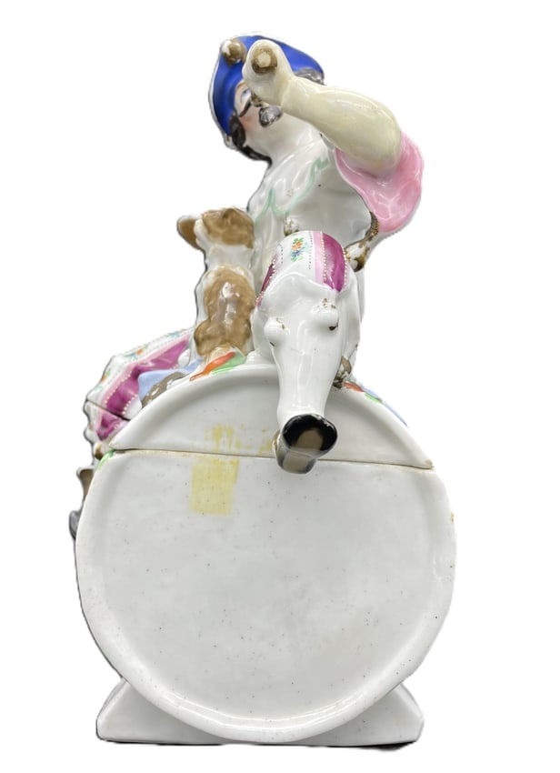 Antique Conta & Boehme Porcelain Jester Tobacco Jar Humidor with Cat c.1900 - 3