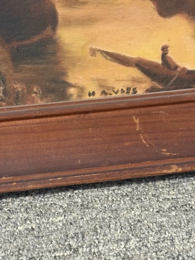 Artist Signed Oil On Board Landscape Painting - 3