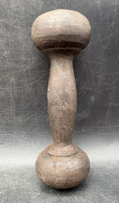 Antique Cast Iron Globe Dumbbell Strongman Exercise Weight Cannonball Form 3 lb 6 oz - 4