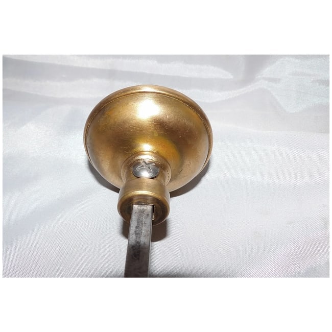Antique Brass Wide Base Corbin Ceylon & Porcelain Doorknobs - 4