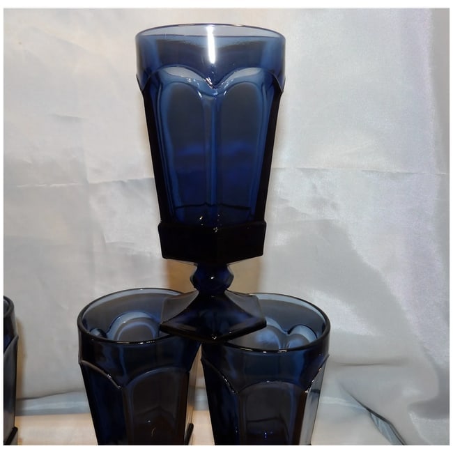 Fostoria Virginia Dark Blue Ice Tea Glasses- - 5