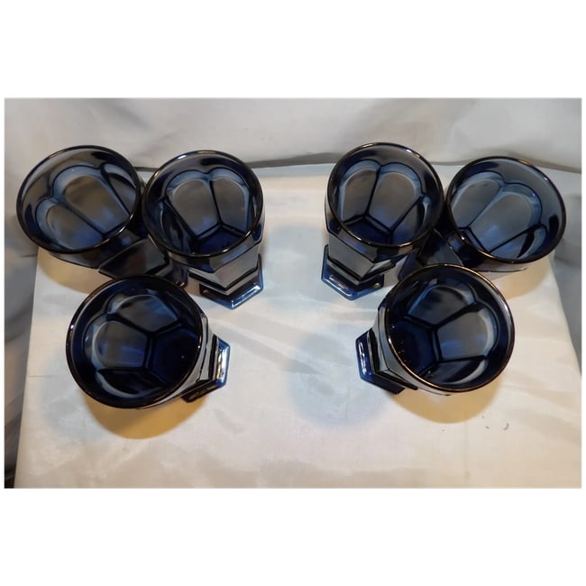 Fostoria Virginia Dark Blue Ice Tea Glasses- - 6