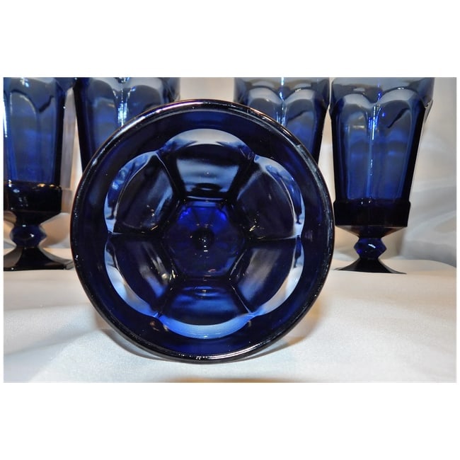 Fostoria Virginia Dark Blue Ice Tea Glasses- - 8