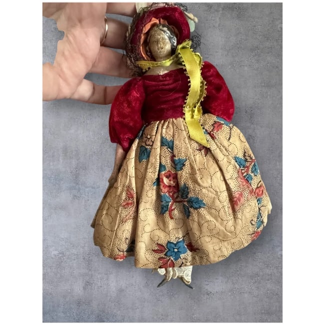 Antique 1840s 8" Milliners Model Doll All ORIGINAL - 12