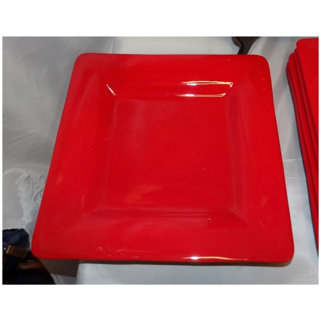 Set of 6 Artimino CIAO II Red 11 1/2" Hand Painted Earthenware Dinner Plates - - 6