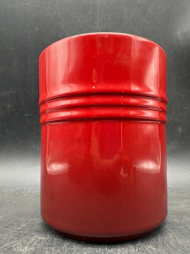 Le Creuset Cerise Red Stoneware Kitchen Utensil Crock French Cookware Holder - 6