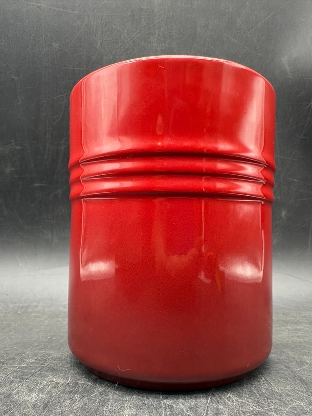 Le Creuset Cerise Red Stoneware Kitchen Utensil Crock French Cookware Holder - 7