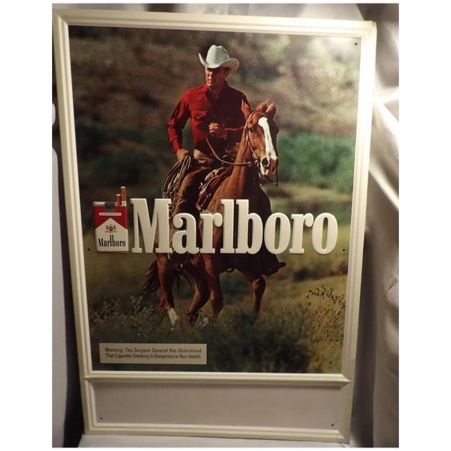 Marlboro Man 1980's Large Metal Sign 34''x 23'' Vintage Tobacco Promo Ltd - 2